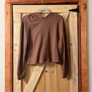 Colsie Purple/Brown Ribbed Hoodie Top